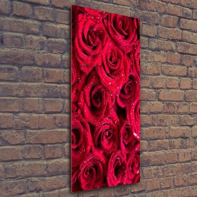 Quadro in vetro verticale Rose rosse