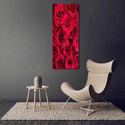 Quadro in vetro verticale Rose rosse