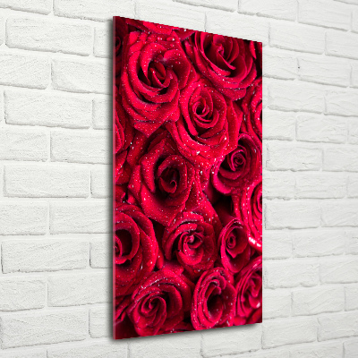 Quadro in vetro verticale Rose rosse
