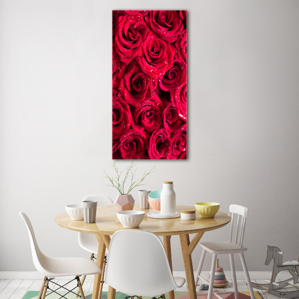 Quadro in vetro verticale Rose rosse