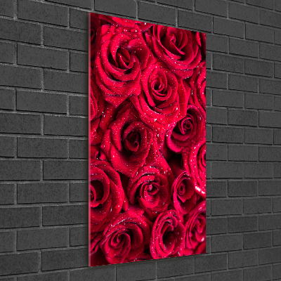 Quadro in vetro verticale Rose rosse