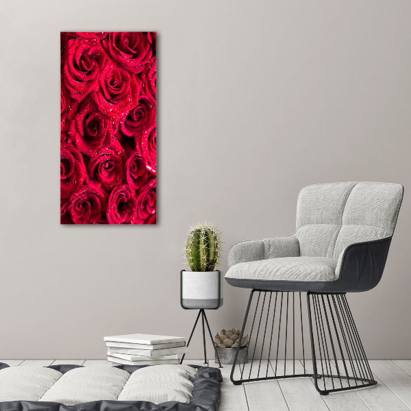 Quadro in vetro verticale Rose rosse