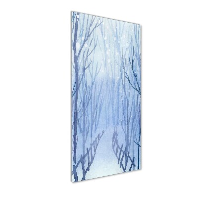 Quadro in vetro verticale Foresta in inverno