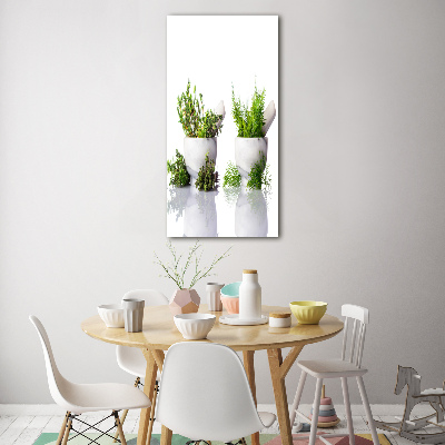 Quadro di vetro verticale Mortai ed erbe