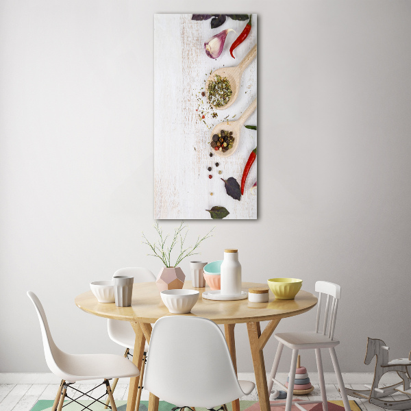 Quadro stampa su vetro verticale Verdure e spezie
