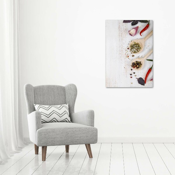Quadro stampa su vetro verticale Verdure e spezie