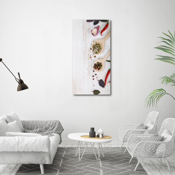 Quadro stampa su vetro verticale Verdure e spezie