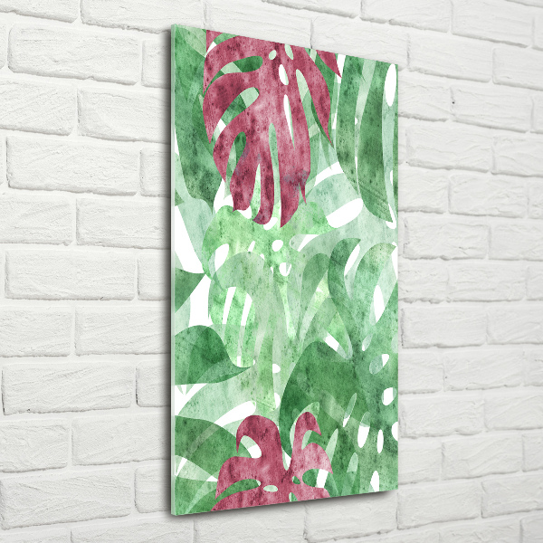 Quadro di vetro verticale Monstera