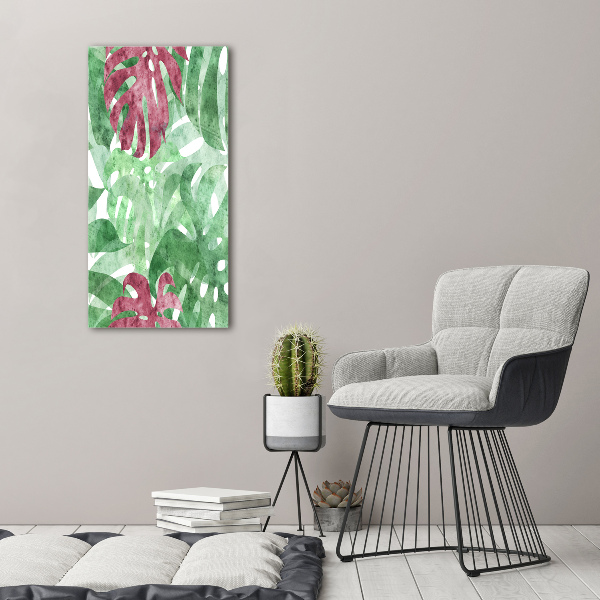 Quadro di vetro verticale Monstera