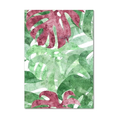 Quadro di vetro verticale Monstera