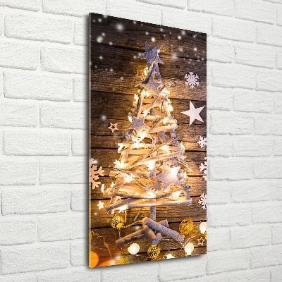 Quadro in vetro verticale Albero di Natale luminoso