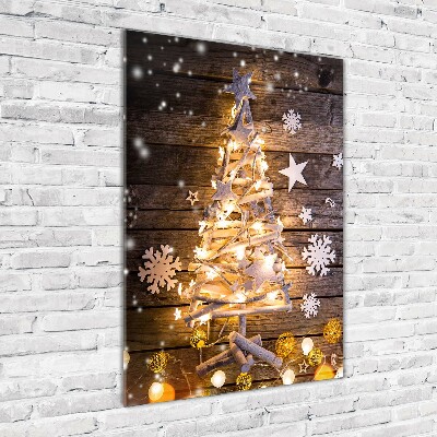 Quadro in vetro verticale Albero di Natale luminoso