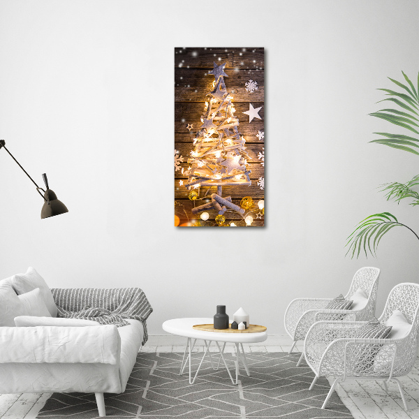Quadro in vetro verticale Albero di Natale luminoso