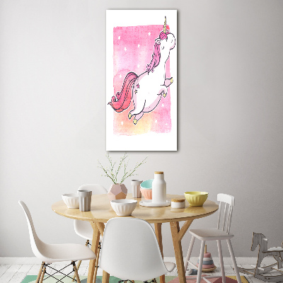 Quadro di vetro verticale Unicorno rosa
