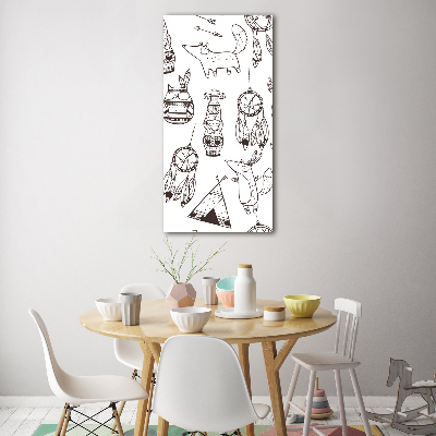 Quadro stampa su vetro verticale Origini indiane