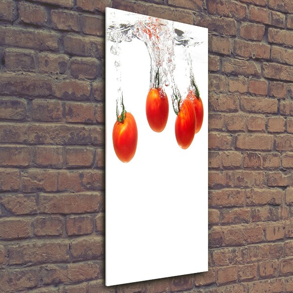 Quadro di vetro verticale Pomodori sott'acqua