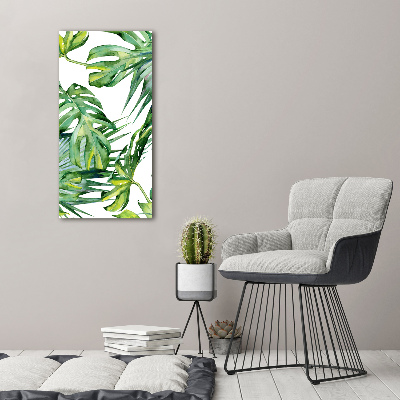 Quadro in vetro verticale Foglie tropicali
