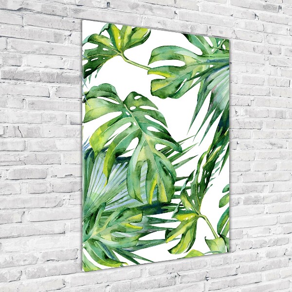 Quadro in vetro verticale Foglie tropicali