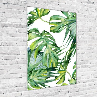 Quadro in vetro verticale Foglie tropicali