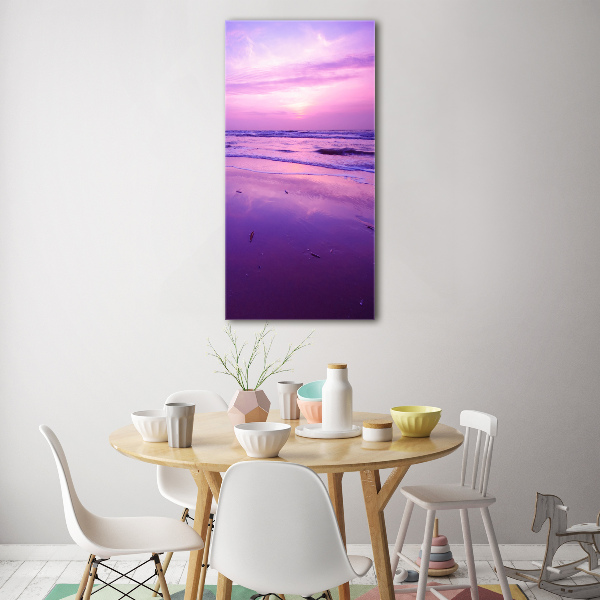 Quadro di vetro verticale Mare al tramonto