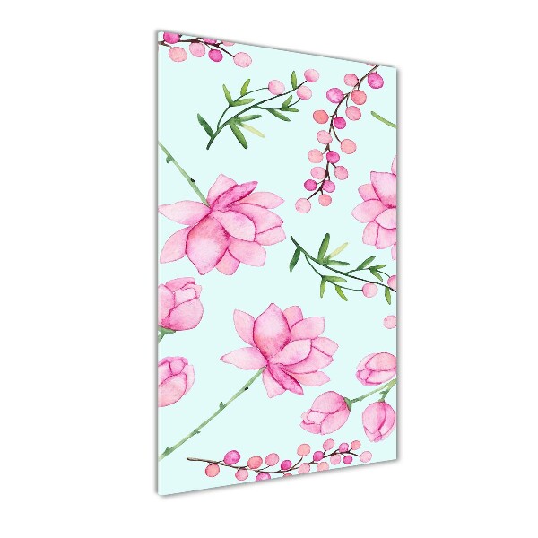 Quadro di vetro verticale Fiori e bacche