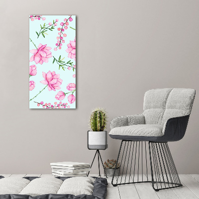 Quadro di vetro verticale Fiori e bacche