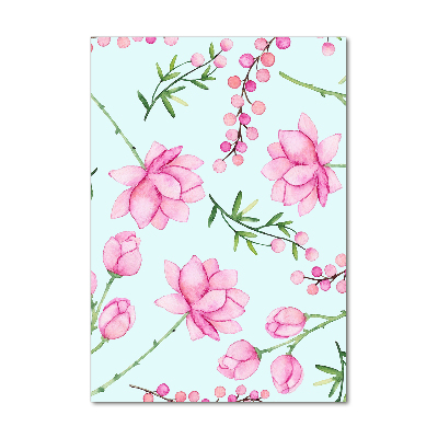 Quadro di vetro verticale Fiori e bacche