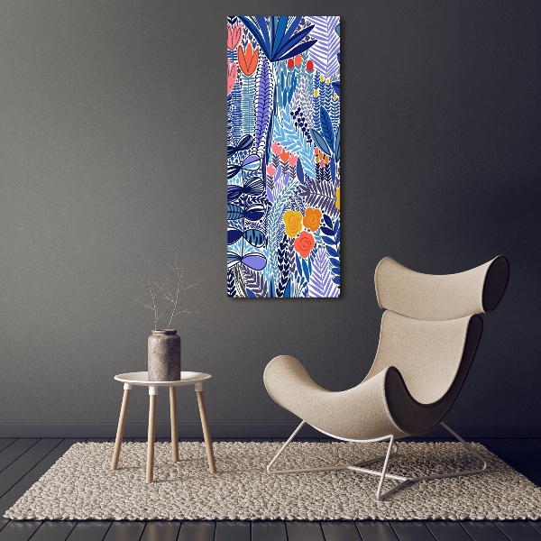 Quadro vetro verticale Fiori tropicali