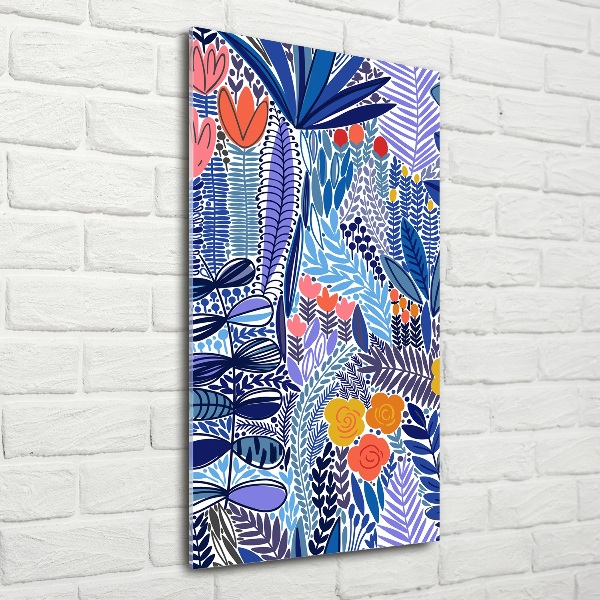 Quadro vetro verticale Fiori tropicali