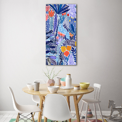 Quadro vetro verticale Fiori tropicali