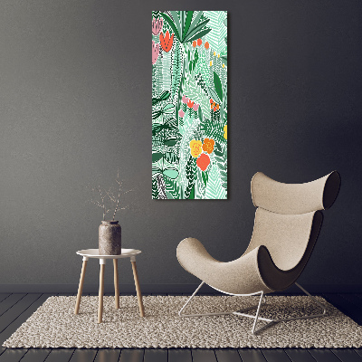 Quadro in vetro verticale Fiori tropicali