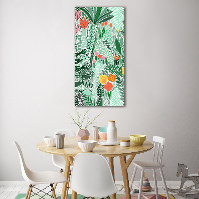 Quadro in vetro verticale Fiori tropicali