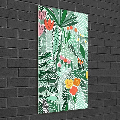 Quadro in vetro verticale Fiori tropicali