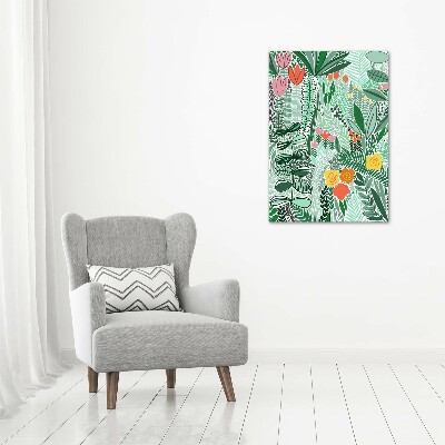Quadro in vetro verticale Fiori tropicali