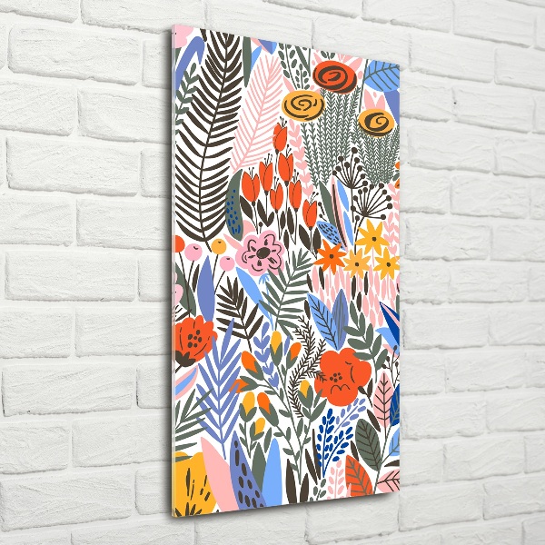 Quadro di vetro verticale Fiori tropicali