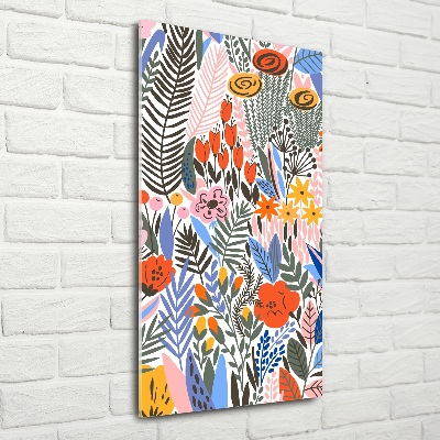 Quadro di vetro verticale Fiori tropicali