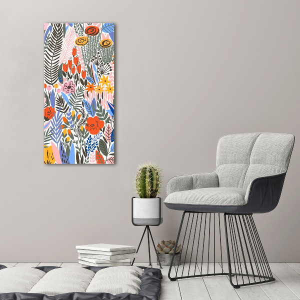 Quadro di vetro verticale Fiori tropicali