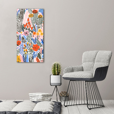 Quadro di vetro verticale Fiori tropicali