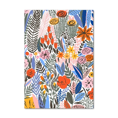 Quadro di vetro verticale Fiori tropicali