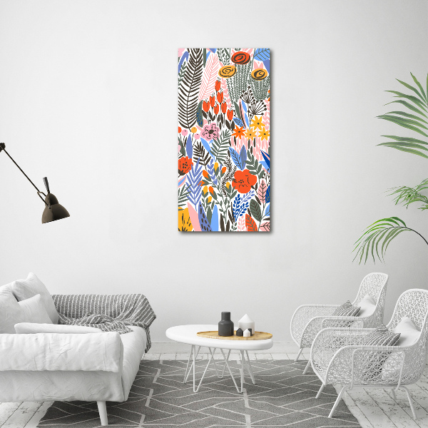 Quadro di vetro verticale Fiori tropicali