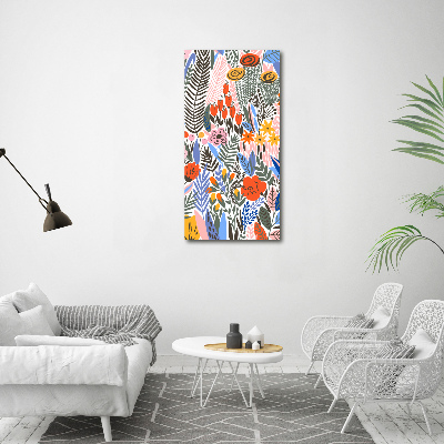 Quadro di vetro verticale Fiori tropicali