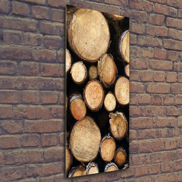 Quadro vetro verticale Tronchi di legno