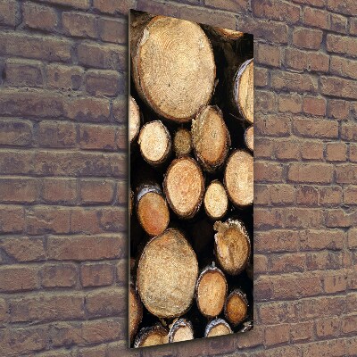 Quadro vetro verticale Tronchi di legno