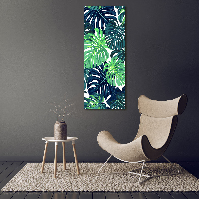 Quadro vetro verticale Foglie tropicali