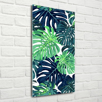 Quadro vetro verticale Foglie tropicali
