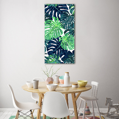 Quadro vetro verticale Foglie tropicali