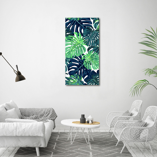 Quadro vetro verticale Foglie tropicali