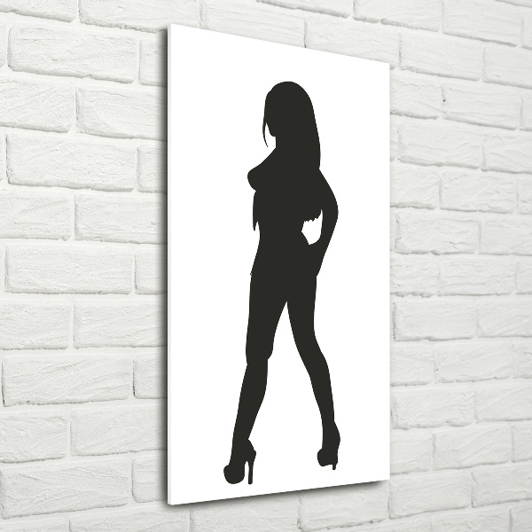 Quadro di vetro verticale Silhouette di una donna