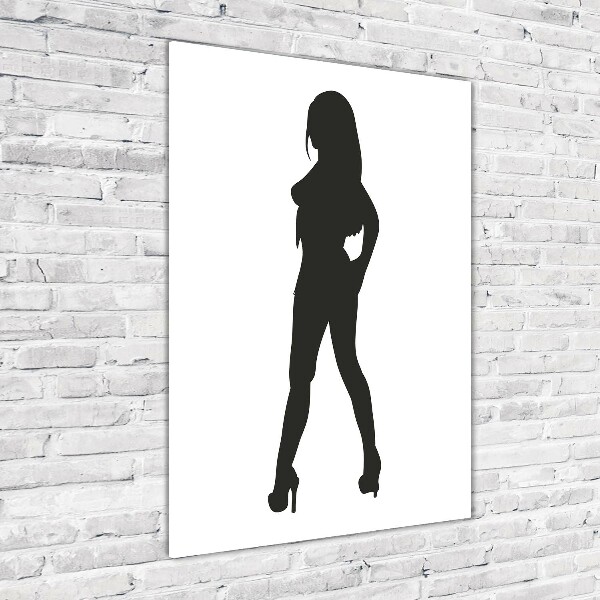 Quadro di vetro verticale Silhouette di una donna