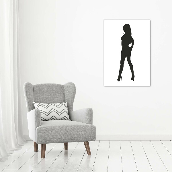 Quadro di vetro verticale Silhouette di una donna